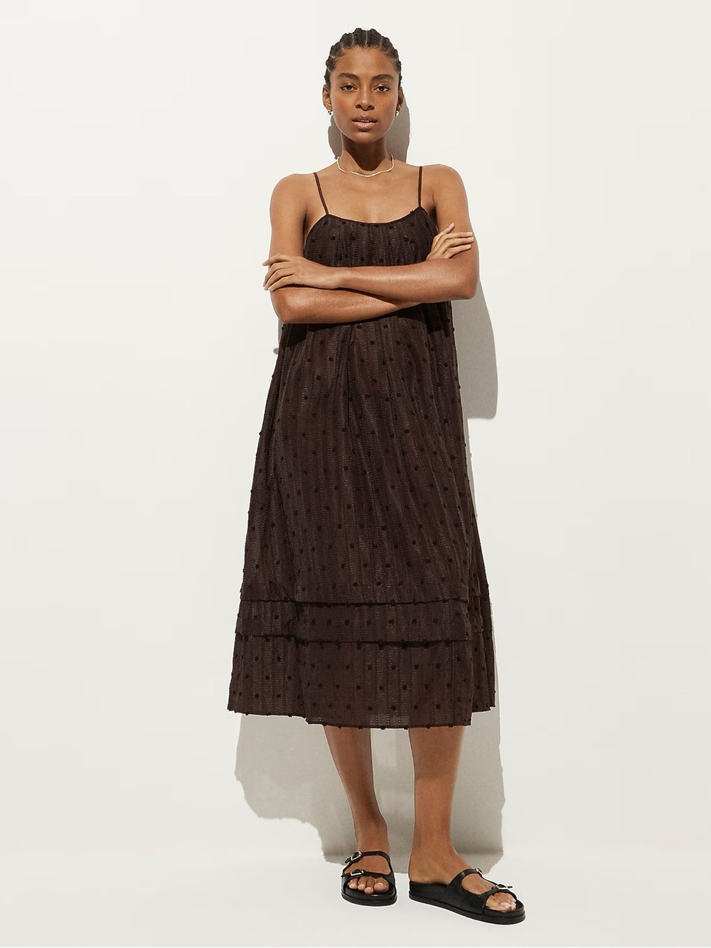 J.Crew Shift midi dress in textured dot - Picture 3 of 7